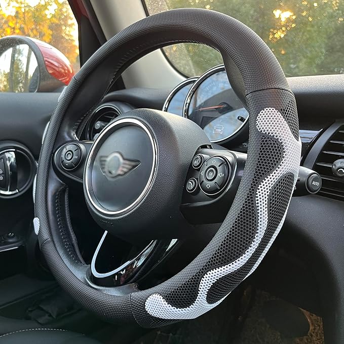 PINCTROT Large Size Comfy Grip Steering Wheel Cover, Anti-Slip Design, 15.5-15.75 Inch(Silicone White)
