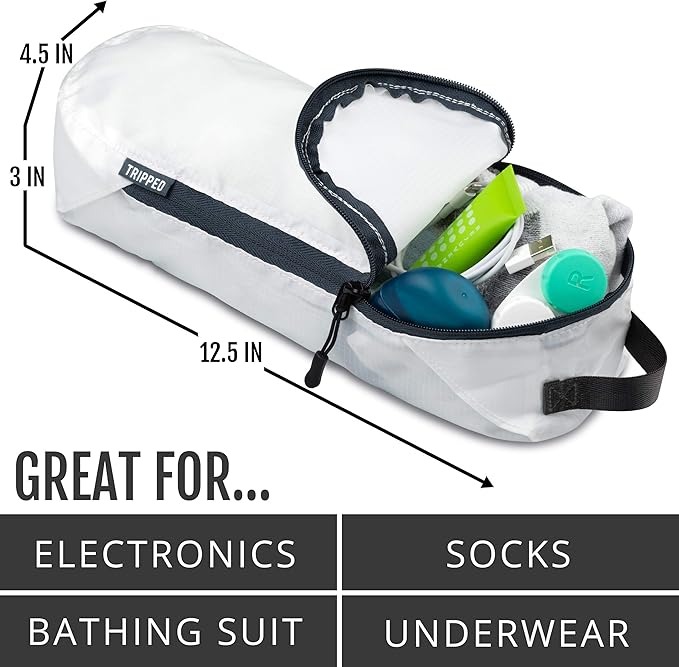 TRIPPED XL Compression Packing Cubes — 7-Piece Set for Checked Luggage | Extra-Large (15.7"×11"×4") + Large + Small + Tube + 