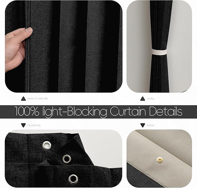 Jilron Accordian Door Curtain, 100% Blackout Folding Magnetic Doorway Curtains,Linen Style Closet Doors,for Room Divider,Priv