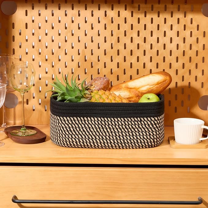 MiniArk Small Storage Baskets for Organizing | Closet Organizer Bins | Shelf Toy Basket | Woven Rope Baskets | Cube Decorativ
