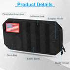 Car Sun Visor Organizer with American Flag, Multi-Pocket Car Visor Storage Pouch with Glasses Clip, Elastic Bands & Zippers, Visor Accessories Fits Most Vehicles, SUVs, Trucks, Red
