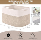 ICERZCZ Storage Baskets for Organizing, Woven Cotton Rope Basket for Storage Books, Baby Organizing Baskets, Toy Storage Bask