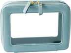 SANHECUN Toiletry bag waterproof cosmetic organizer with handle large opening for travelling (Blue)