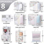 8 Set Packing Cubes for Travel, Gifts for Women Mom,Anti-Tearing Suitcase Organizer for Luggage with Shoe & Hanging Toiletry 