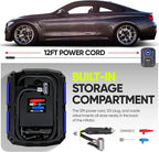 FORTEM Tire Inflator Portable Air Compressor, Air Pump for Car Tires and Bikes, Car Tire Pump w/Auto Shut Off, 150 PSI, 12V DC, LED Light, Carrying Case, for Men, Women