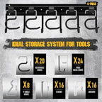ELEAD 68'' All Metal Adjustable Garden Tool Organizer: Garage Tool Organizer Wall Mount with Black Hooks, Garage Organizers a