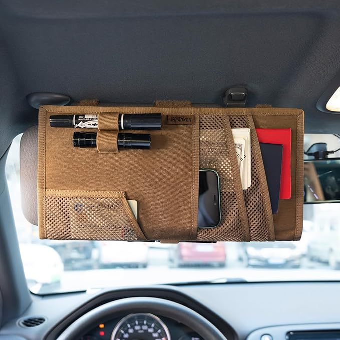 EXCELLENT ELITE SPANKER Tactical Visor Panel Organizer for Pickup F150 Large Molle Vehicle Sun Visor Holder Car Sunshade Storage Pouch