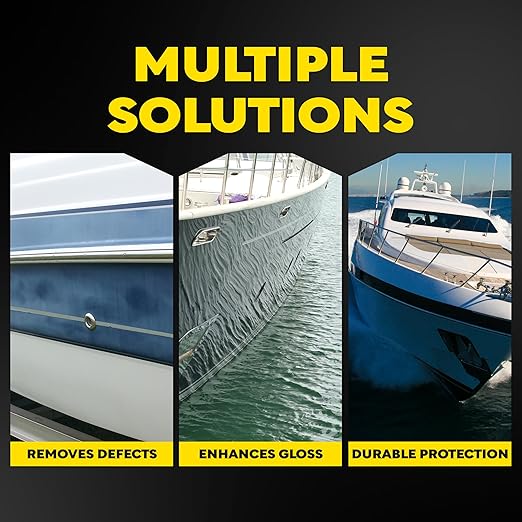 Meguiar’s Marine/RV Fiberglass Restoration System, M4965, 3-Piece Fiberglass Repair Kit with Oxidation Remover, High-Gloss Boat Polish and Wax, Christmas Gift Ideas for Car Dads
