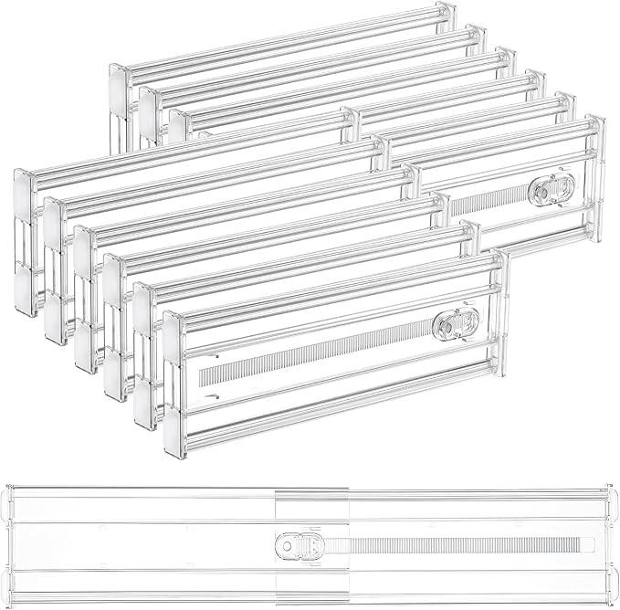 Vtopmart 12 Pack 4" Regular Upgrade Drawer Dividers for Clothes, 12.8"-22.3" Expandable Dresser Drawer Organizer, Clear Plast