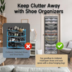 Kotkn Over The Door Shoe Organizer with 12 Large Breathable Pockets - Durable Hanging Storage for the Entire Family's Shoes (