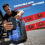 5X Faster Tire Inflator Portable Air Compressor, 160PSI Cordless Air Pump Compatible with Milwaukee 18V Battery with Digital Pressure Gauge, LED Light, Deflator & Auto Shut-Off for Car, Bicycle, Truck