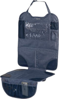 Lulyboo Car Seat Protector & Organizer for Baby - Denim Kick Mat with Extra Storage, Built-in Tablet Holder, Back & Front Facing Shield, Compatible with All Vehicles, Leakproof & Easy to Install
