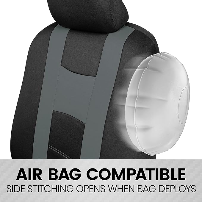 BDK carXS Seat Covers for Cars, Light Gray Two-Tone Car Seat Covers with Matching Back Seat Cover, Made to Fit Most Auto Truc