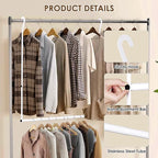Closet Rod Extenders - White Adjustable Closet Hanging Bar, Width & Height Expandable Clothes Rod, Space-Saving Closet Organi