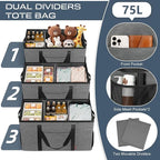 ZOMFELT 75L Standing Extra Large Utility Tote Bag with Removable Dividers&4-sided Reinforced, Reusable Grocery Shopping Bags