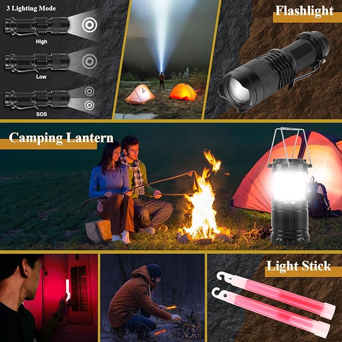 Abpir318 PCS Emergency Survival Kit, Survival Gear and Equipment First Aid Kit Med Supplies for Vehicles Travel Car Camping H