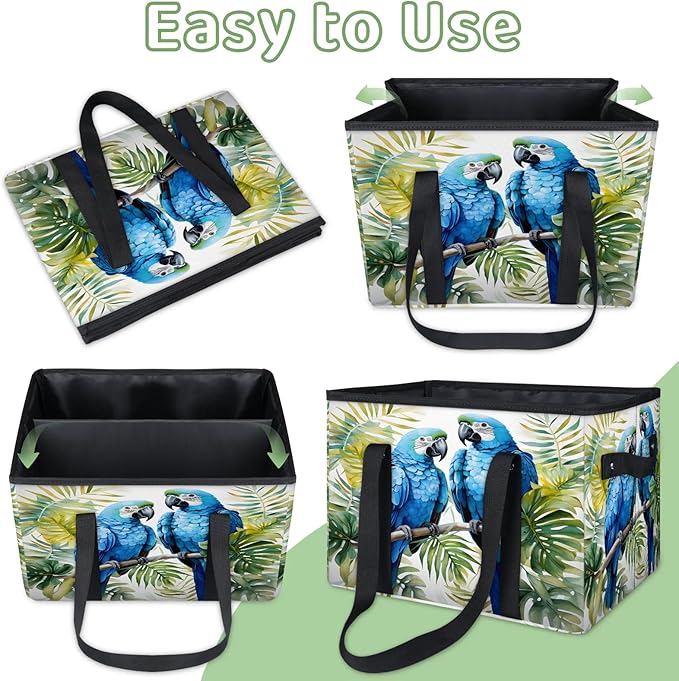 Reusable Grocery Bags Heavy Duty Shopping Bags Foldable Large Tote Bags with Long Handles & Hard Bottom