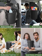 Leakproof Car Trash Can, 1.9 Gallon Soft Silicone Hanging Garbage Can with Lid, Easy to Clean Vehicle Trash Bin, Suitable for Sedans, SUVs, MPVs & Trucks