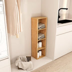 4 Cube Storage Organizer,Wooden 4-Tier Open Shelf Bookshelf,Versatile Storage Cubes for Living Room，Bedroom,Home Office (Oak,