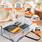 TasticTotes 6 Pack Long Clear Storage Bags for Comforter, Clothes & Bedding, Plastic Blanket Storage with Zipper and Handle, 