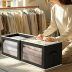 Homsorout Storage Boxes with Lids - 5 Pack Foldable Clear Window Storage Bins, Large Decorative Storage Bins with Handles, St
