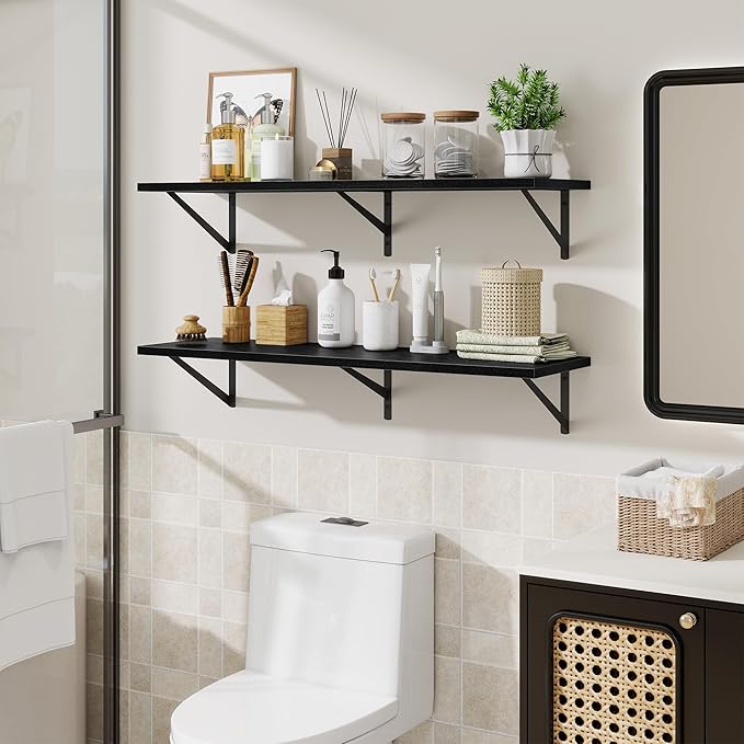 Floating Shelves for Wall,40" Wall Mounted Shelves Set of 2,Long Wood Floating Shelves,Hanging Wide Display & Storage Shelf w