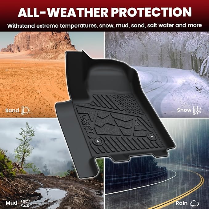 LASFIT Floor Mats for Chevrolet Chevy Silverado EV RST (Not Fit WT/LT) 2024-2025/Trail Boss 2026 & GMC Sierra EV Denali (Not Fit Elevation/AT4) 2024-2026, All Weather TPE Custom Fit Floor Liners