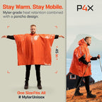 PREPARED4X Emergency Mylar Poncho – Survival Rain Poncho with Hood – Lightweight, Compact, Reusable Emergency Blanket Poncho 