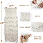 Macrame Hat Hangers for Wall Handmade Boho Baseball Cap Hanger Hand Knitting Cap Organizer Hat Holder for Wall Over Door Ball