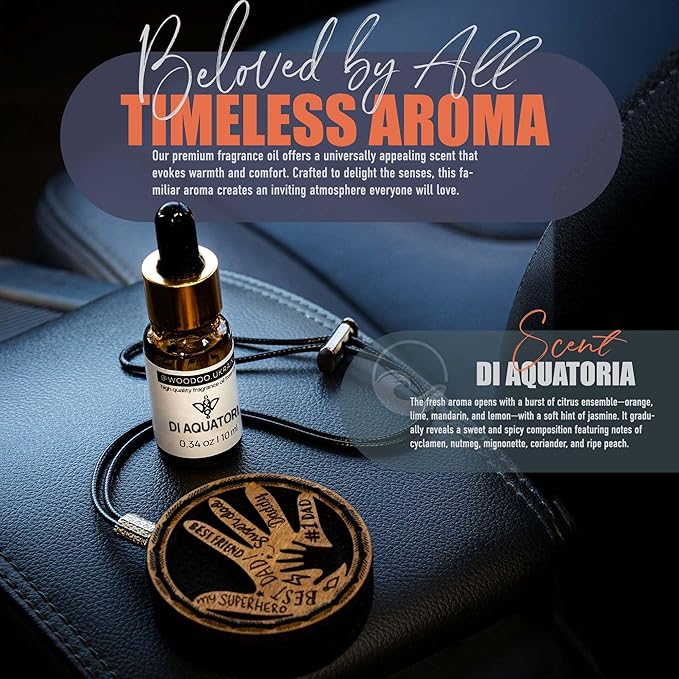 Handmade Wood Car Air Freshener — Father’s Hands Designed Refillable Essential Oil Diffuser — Long Lasting diAquatoria Fragra