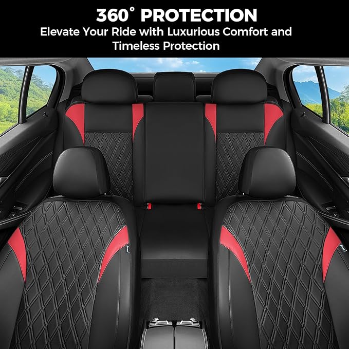 FLORICH Seat Covers Full Set, Leather Seat Covers for Cars, Waterproof Car Seat Protector Breathable, Front and Rear Seat Cov