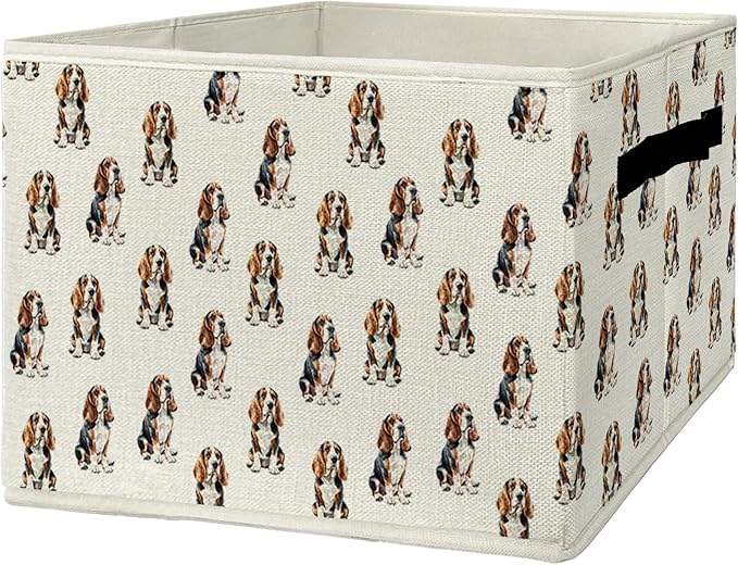 Basset Hound Gifts Storage Bins & Boxes with Handles, Basset Hound Gifts for Women Foldable Basket for Organizing, Dog Collap