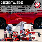 Adam's Essential Car Wash Kit (24-Item) - Auto Detailing Car Care Cleaning Kit with Foam Gun & Bucket Car & Truck Lovers, Dad