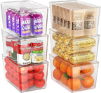 theaoo 6 Pack Clear Storage Bins with Lids Stackable AND Soda Can Dispenser for Refrigerator with Lids