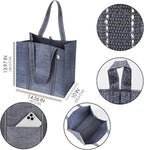 VENO 4 Pack Reusable Grocery Bags, Heavy-Duty Shopping Bags with Handles, Bags for Shopping Cart with Hard Bottom to Stand Upright, Foldable, Multi-Purpose(Gray, 4 Pack)