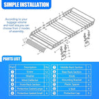KAIRAY Roof Rack Cargo Basket 50"(L) x 36"(W) x 5.1"(H) Extendable Universal Rooftop Luggage Carrier for Truck Cars SUV with Waterproof Cargo Bag, Cargo Net, Ratchet Straps & Outdoor Combination Lock