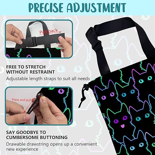 Car Trash Bag Cute Neon Cartoon Cat Leak-Proof Waterproof Car Garbage Bag with Drawstring Foldable Canvas Trash Bin with Adjustable Buckle for Car Accessories, Travelling, Camping