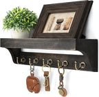 Rebee Vision Key Holder Wall Mount with Shelf – Rustic Key Holder for Wall with 5 Hooks for Keys & Leashes – Stylish Entryway