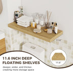 Fun Memories 12 Deep Floating Shelves for Wall | 30W x 12D Large Floating Shelves | 3 Pack Storage Space Wall Mount Shelf for