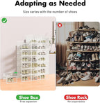 Foluck Shoe Storage Box, 15 Pack Clear Plastic Stackable Shoe Organizer for Closet, Interlocking Design Shoe Container Bins f