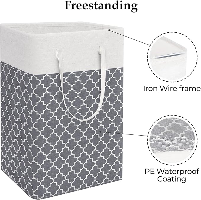 StorageRight Laundry Basket Hamper Large Collapsible Laundry Hamper with Easy Carry Handles，Freestanding Clothes Hampers for 