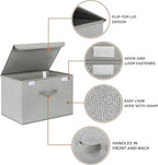 GRANNY SAYS Closet Storage Bins, Storage Boxes with Lids, Clothes Organizing Bins, Lidded Baskets for Toys, Clothing, Gray, E