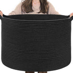 INDRESSME XXXLarge Blanket Basket 21.7" x 21.7" x 13.8" Woven Storage Baskets Soft Cotton Rope Toy Baskets Storage Kids Decor