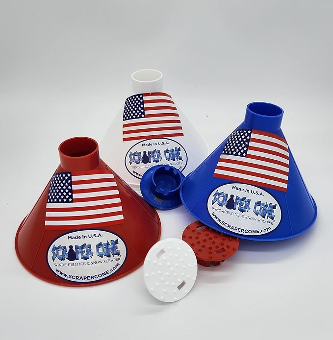 SCRAPER CONE®️ The Original Ice Scraper Made in The USA 10 Colors to Choose from Select Colors to Match Your Favorite Team Snow Removal Magical Frost Removal Funnel Shaped (Orange)