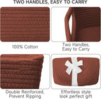 3-Pack Shelf Baskets for Organizing, Closet Organizer Bins, Small Woven Baskets, Rope Toy Basket, Storage Basket for Shelves,