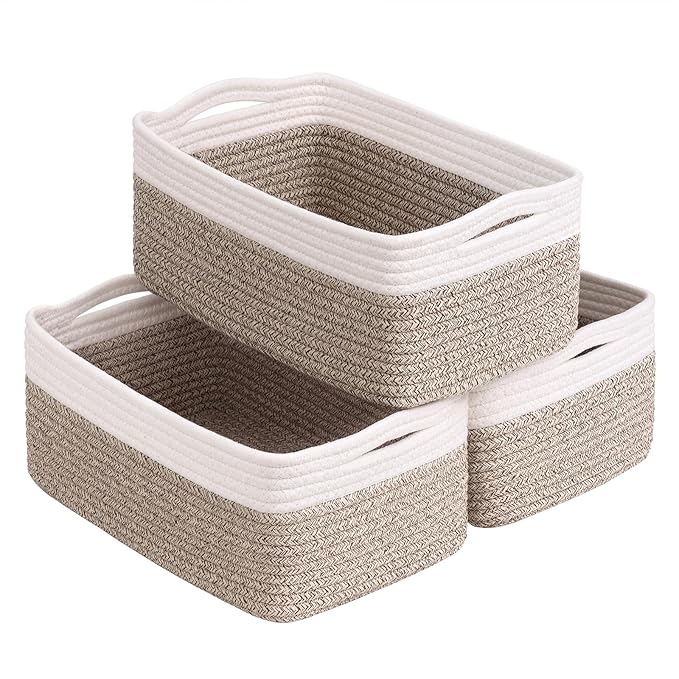 Goodpick Baskets for Organizing, 13 x 8 x5 in, Baskets for Shelves, Toy Storage, Home Decor, Dorm Decor 3 Pack for Bathroom, 