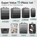 Veken 11 Set Compression Packing Cubes for Travel Essentials,Compressible Expandable Large Luggage Suitcase Organizer Bags fo