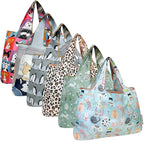 allydrew Large Foldable Tote Nylon Reusable Grocery Bags, 6 Pack