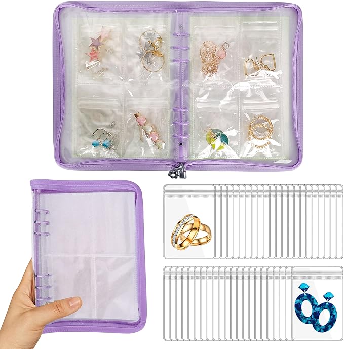 Earring Organizer Case Travel Jewelry Organizer Transparent Jewelry Storage Book for Necklace Bracelet Ring Holder with Small