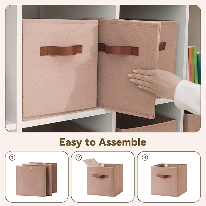 GRANNY SAYS Cube Storage Bins, 11 Inch Cube Storage Organizer, Fabric Storage Bins with PU Handle, Clothing Storage Baskets f